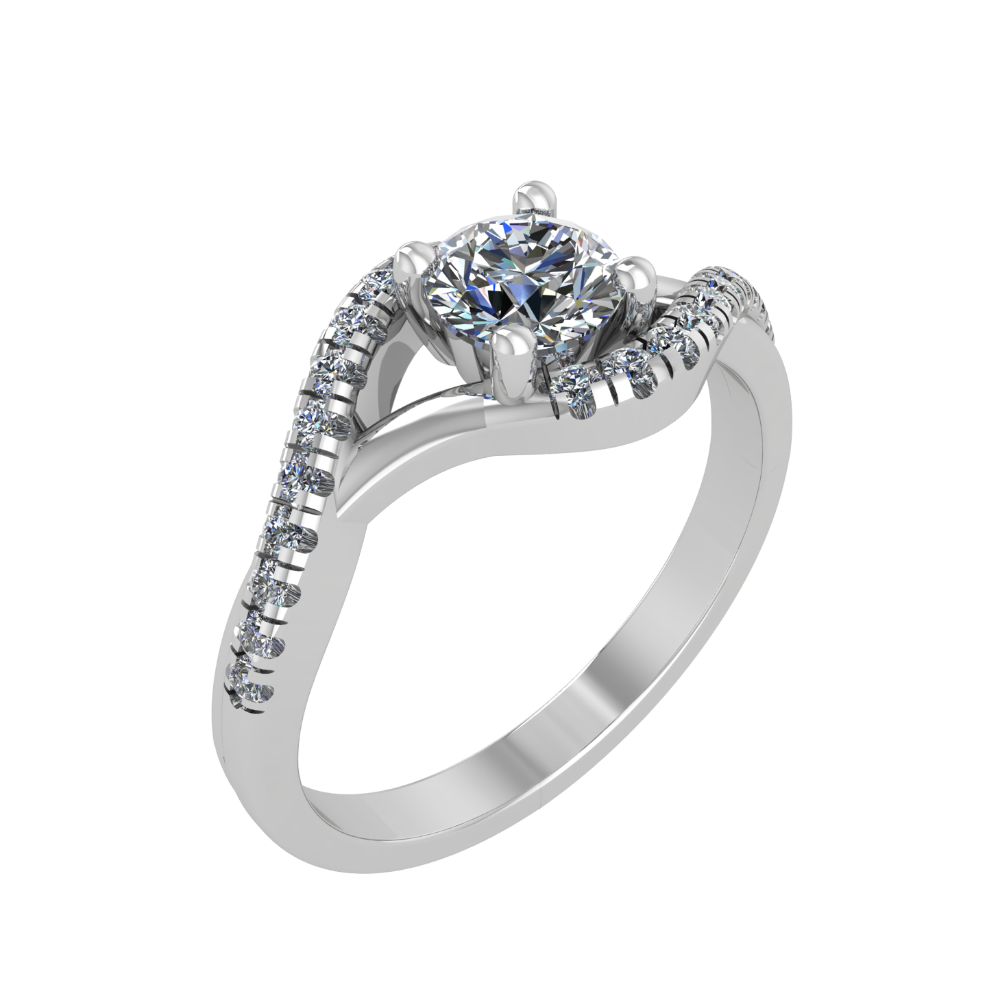 ACCENTED SPLIT SHANK 5.00mm ROUND ENGAGEMENT RING
